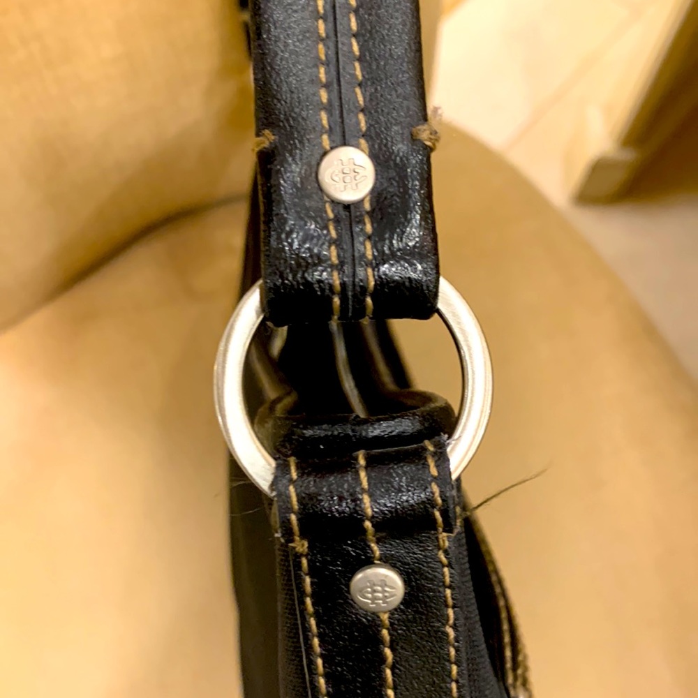 COLE HAHN BLACK SHOULDER BAG WITH LEATHER STRAP AND DETAILING, SILVER HARDWARE - Picture 10 of 13